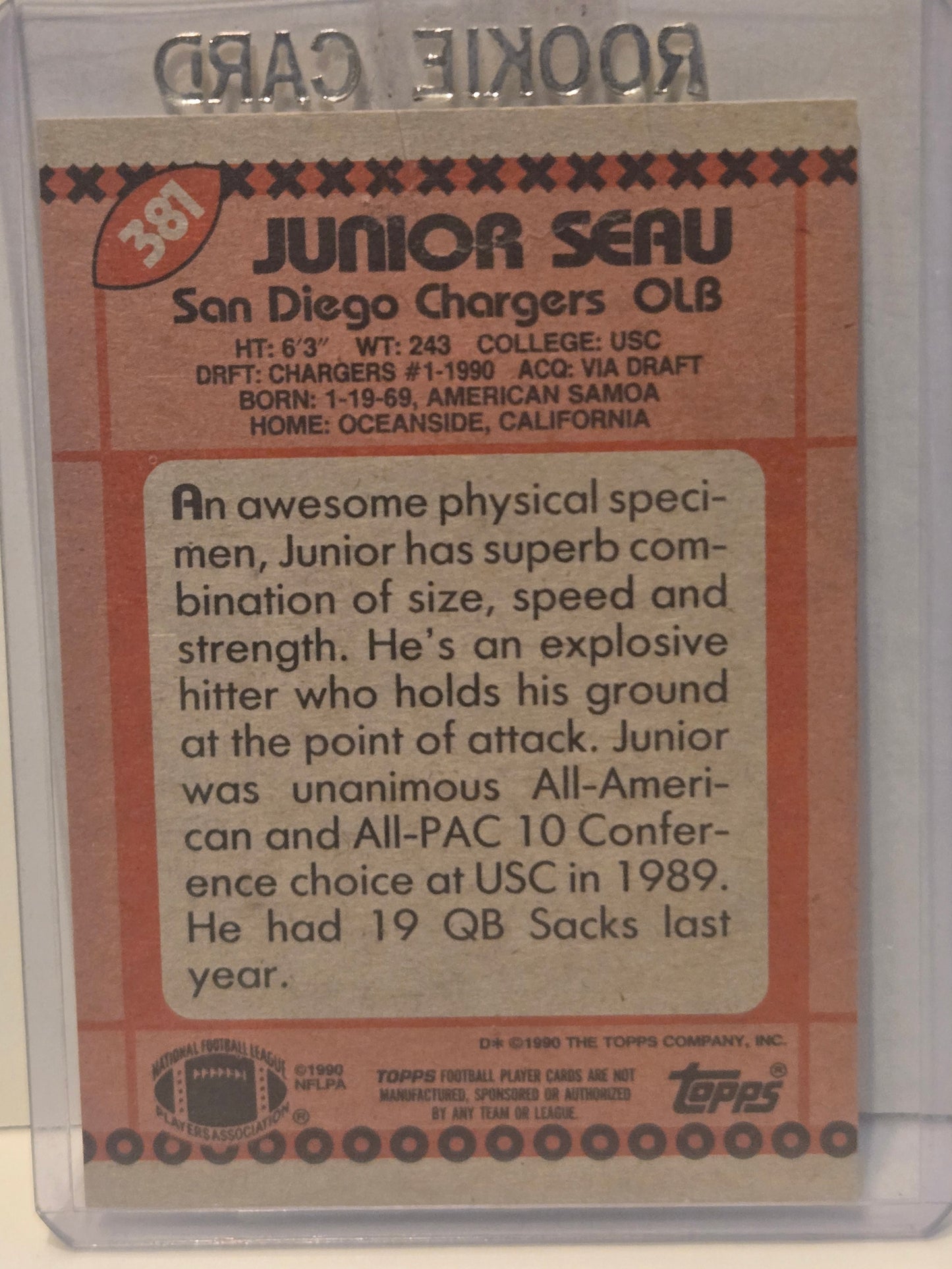 JUNIOR SEAU ROOKIE CARD