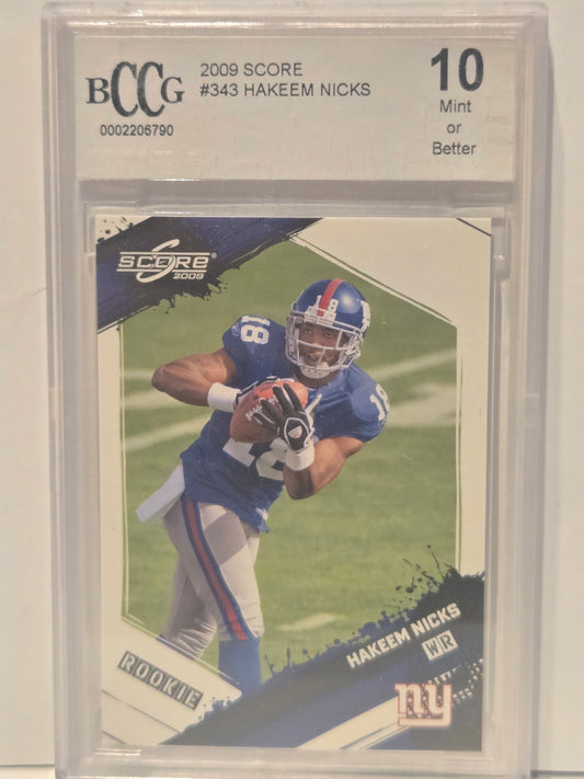 NFL HAKEEM NICKS ROOKIE CARD GRADED 10